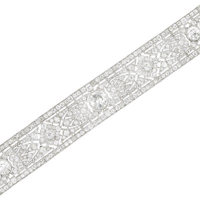 Lot 575 - Art Deco Platinum and Diamond Bracelet, France