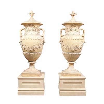 Lot 383 - Pair of French Earthenware Urns Probably 19th...