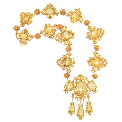 Lot 61 - Antique Gold and Citrine Necklace