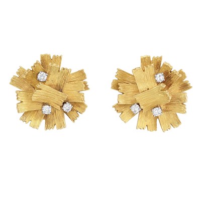 Lot 32 - Pair of Gold and Diamond Earclips, Mauboussin, Paris