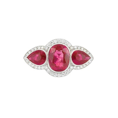 Lot 584 - Platinum, Ruby and Diamond Ring