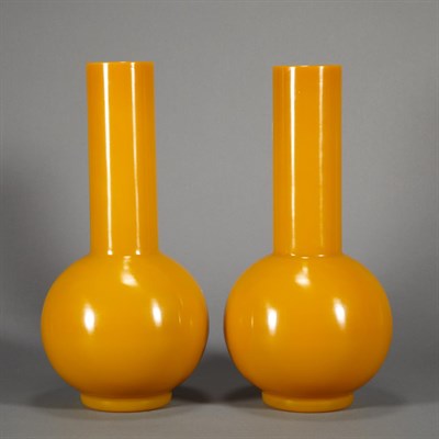 Lot 189 - Pair of Chinese Yellow Glass Vases 19th...