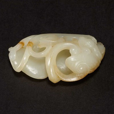 Lot 380 - Chinese White Jade Toggle Carved in high...
