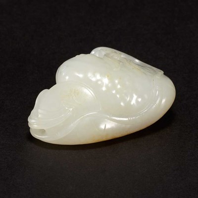 Lot 195 - Chinese White Jade Toggle Carved as a three...