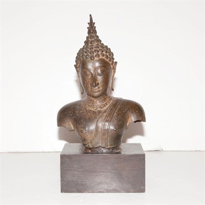 Lot 326 - Southeast Asian Bronze Bust of Buddha Height...