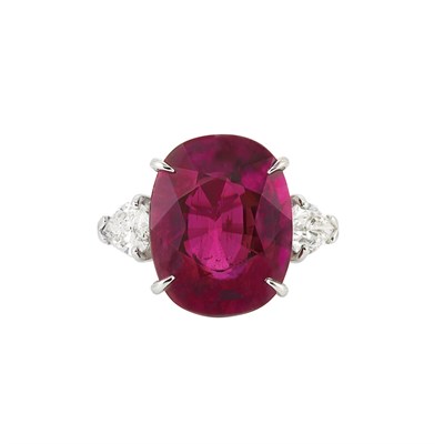 Lot 537 - Platinum, Rubellite and Diamond Ring