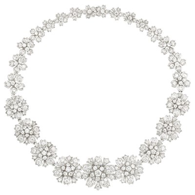 Lot 565 - Rhodium-Plated Gold and Diamond Necklace, France