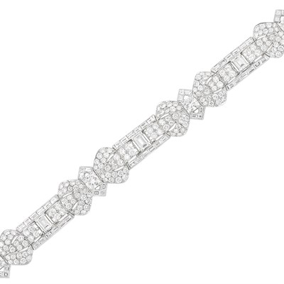 Lot 595 - Platinum and Diamond Bracelet