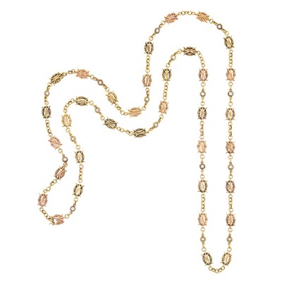 Lot 263 - Long Two-Color Gold and Diamond Chain Necklace