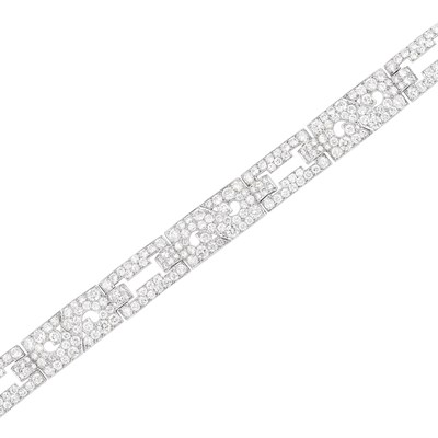 Lot 604 - Art Deco Platinum and Diamond Bracelet, Van Cleef & Arpels
