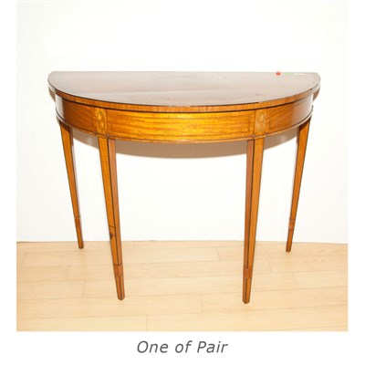 Lot 273 - Pair of George III Style Satinwood Consoles...