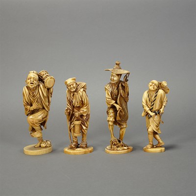 Lot 14 - Group of Four Japanese Ivory Okimono 19th/20th...