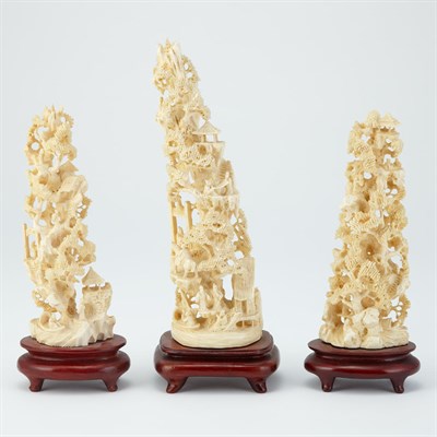 Lot 188 - Group of Three Chinese Ivory Carvings of...