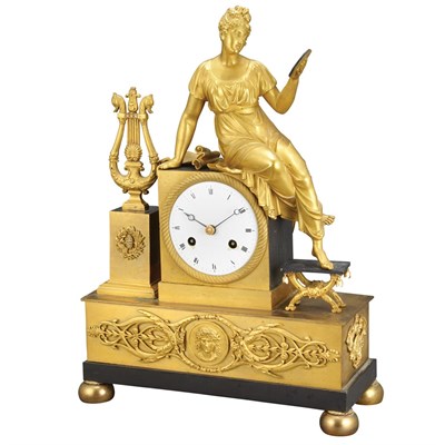 Lot 389 - Empire Gilt and Patinated-Bronze Mantel Clock...