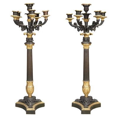 Lot 523 - Pair of Empire Style Gilt and Patinated-Bronze...