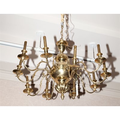Lot 298 - Dutch Baroque Style Brass Ten-Light Chandelier...
