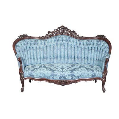 Lot 398 - American Rococo Revival Carved Mahogany Tuft...