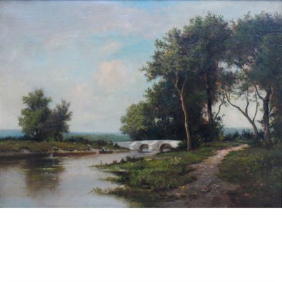 Lot 24 - Leon Richet French, 1847-1907 Landscape on the...