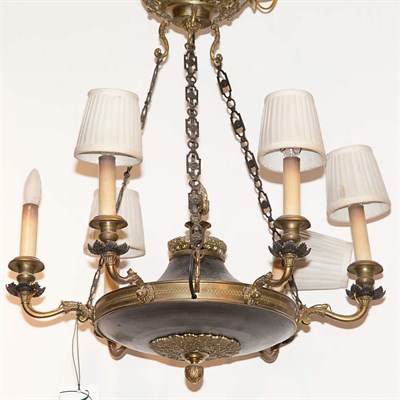Lot 328 - Empire Style Patinated-Metal Six-Light...