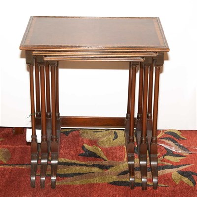 Lot 566 - Nest of Three Regency Style Burl-Wood Table...