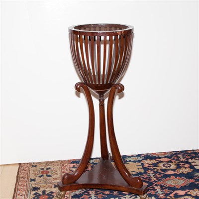 Lot 342 - Two Mahogany and Brass Jardiniere Stands...