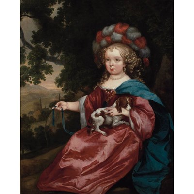 Lot 37 - Manner of Caspar Netscher Girl in Festive...