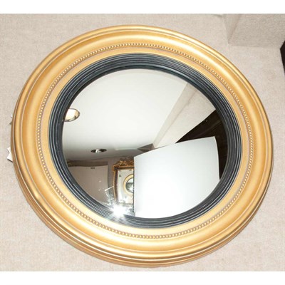 Lot 133 - Gold Painted Wood Convex Mirror Diameter 26...