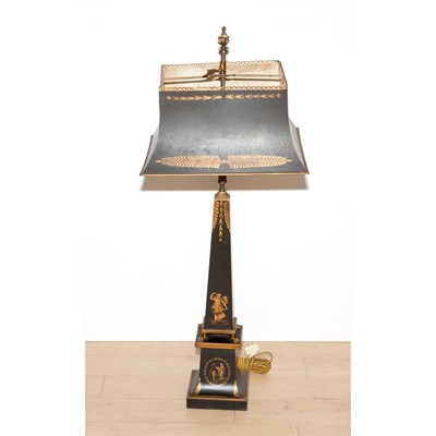 Lot 472 - Neoclassical Style Black Tole Lamp With a...