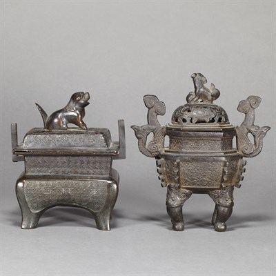 Lot 231 - Two Chinese Bronze Censers Height of taller 7...