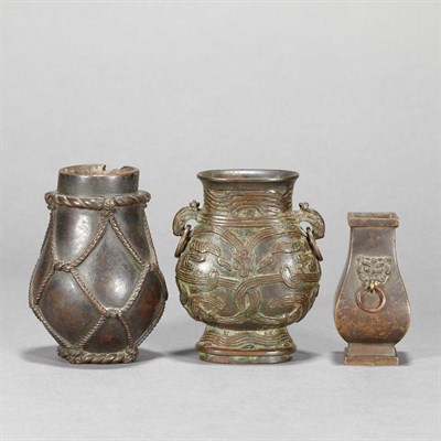 Lot 112 - Group of Three Chinese Bronze Small Vases...