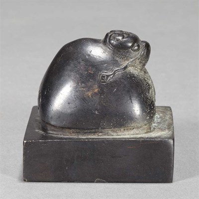 Lot 113 - Chinese Bronze Seal Qing Dynasty Cast as a...