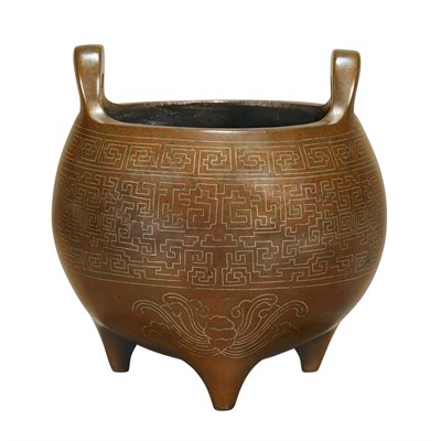 Lot 114 - Chinese Inlaid Bronze Censer Qing Dynasty Of...