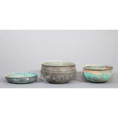Lot 234 - Group of Three Chinese Bronze Bowls Diameter...