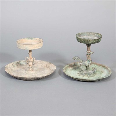 Lot 94 - Two Chinese Bronze Oil Lamps Probably Han...