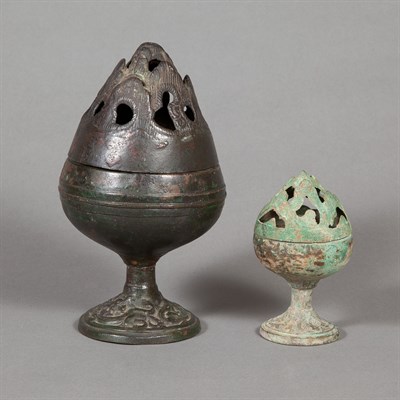 Lot 53 - Two Chinese Mountain Form Censers Han Dynasty...
