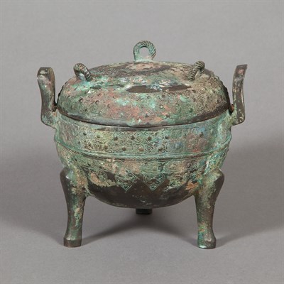 Lot 23 - Chinese Bronze Covered Ding Warring States...