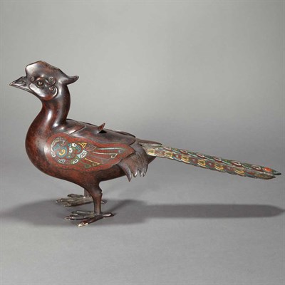 Lot 115 - Pair of Chinese Champleve Pheasants 19th/Early...