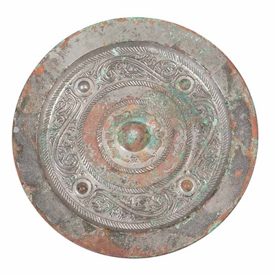 Lot 100 - Chinese Silvered Bronze Mirror Warring...