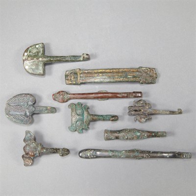 Lot 73 - Group of Nine Chinese Bronze Belt Hooks...