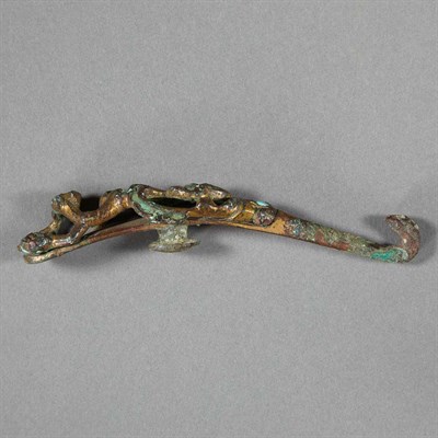 Lot 48 - Chinese Turquoise Inlaid Gilt-Bronze Belt Hook...