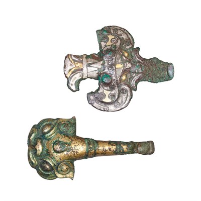 Lot 77 - Two Chinese Inlaid Bronze Belt Buckles Warring...