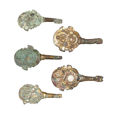 Lot 78 - Group of Five Chinese Gilt-Bronze Belt Hooks...