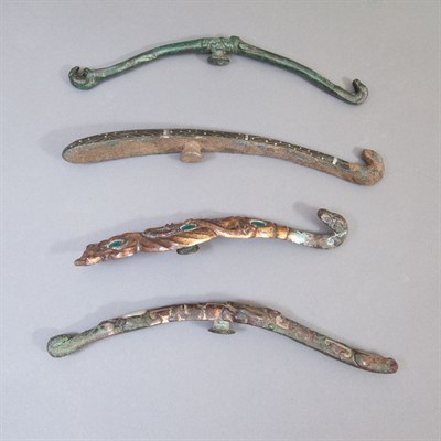 Lot 46 - Four Chinese Bronze Belt Hooks Zhou Dynasty...