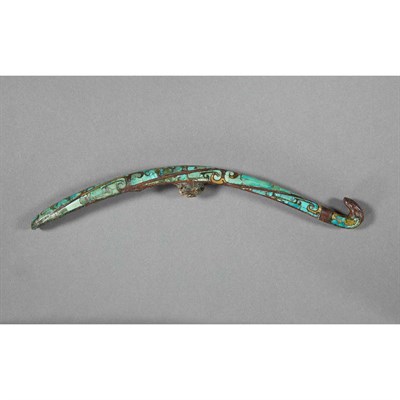 Lot 50 - Chinese Turquoise and Gold Inlaid Bronze Belt...