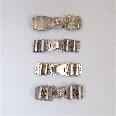 Lot 238 - Four Pairs of Chinese Brass Belt Hooks