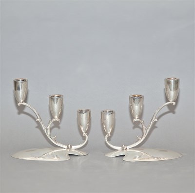 Lot 281 - Pair of Mexican Sterling Silver Three-Light...