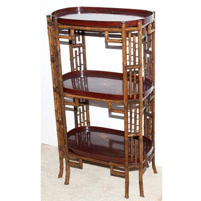Lot 402 - Regency Style Bamboo and Lacquer Three-Tier...