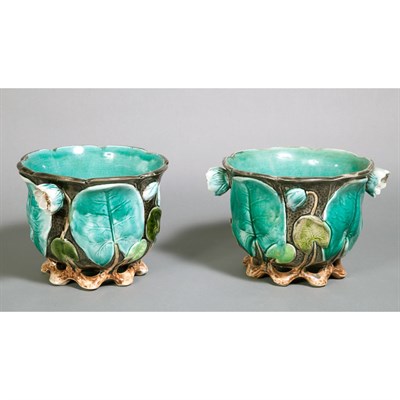 Lot 123A - Companion Pair of Majolica Jardinieres Each of...