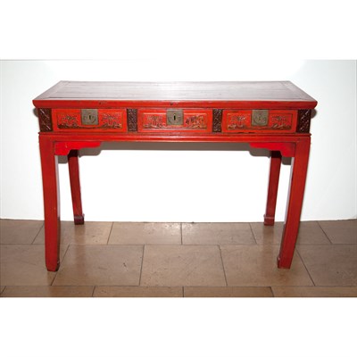 Lot 217 - Chinese Red Painted Console Height 33 inches,...