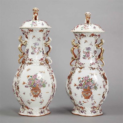 Lot 469 - Pair Chinese Export Famille Rose Porcelain...